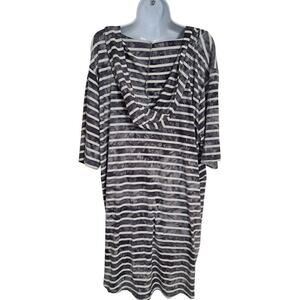 C&C California Women Tunic Hooded Top 3X Navy Coastal Distressed Grunge Cover-up